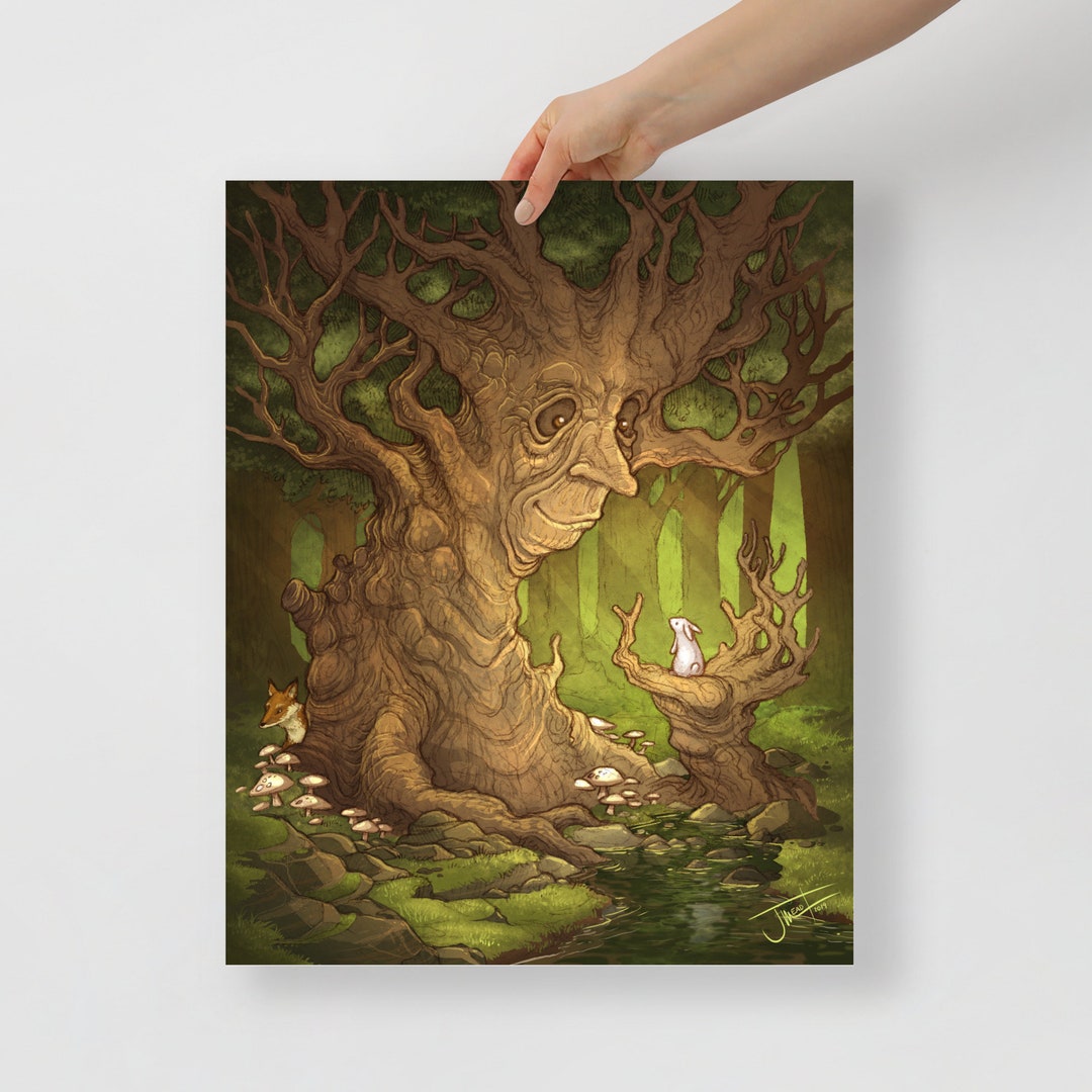 The Oak and the Rabbit - Illustration Poster Print - Etsy