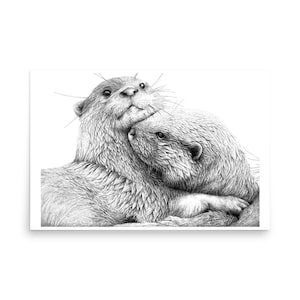 River Otters - Illustrated Poster Print