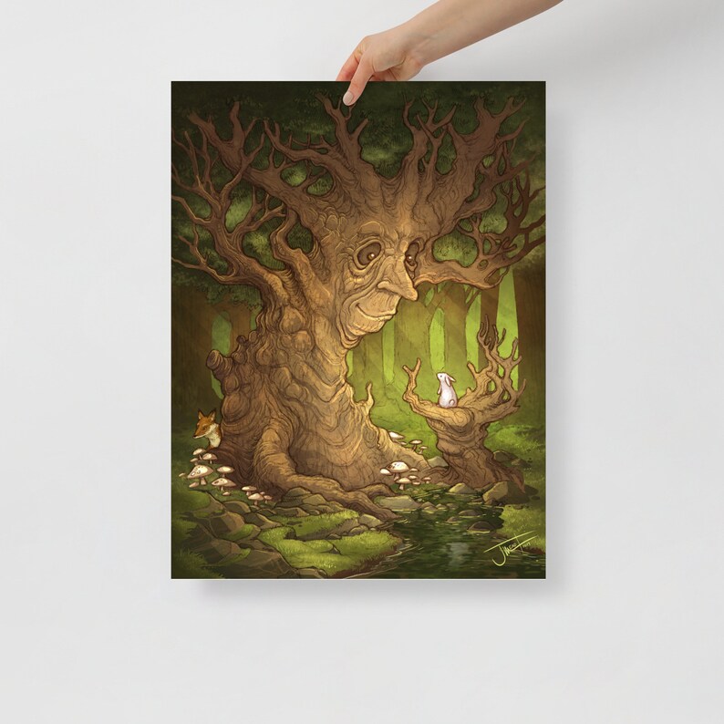 The Oak and the Rabbit - Illustration Poster Print - Etsy