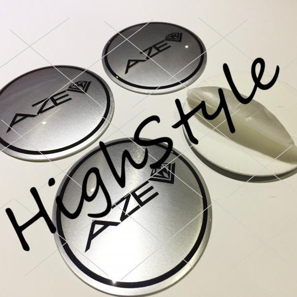 Metal Stickers - car wheel center caps stickers - set of 4 - fit AZEV 2 4pcs