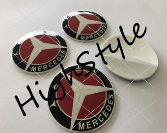 Metal Stickers - car wheel center caps stickers - set of 4 - fit MERCEDES 17 VINTAGE (1mm) 4pcs