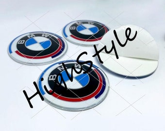 Metal Stickers - car wheel center caps stickers - set of 4 - fit  bmw S21 50TH Anniversary (1mm)  4pcs