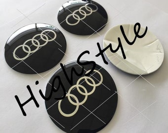 Metal Stickers - car wheel center caps stickers - set of 4 - fit audi 5 (1mm) 4pcs