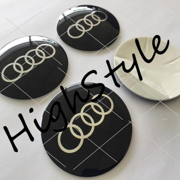 Metal Stickers - car wheel center caps stickers - set of 4 - fit  audi 5 (1mm)  4pcs