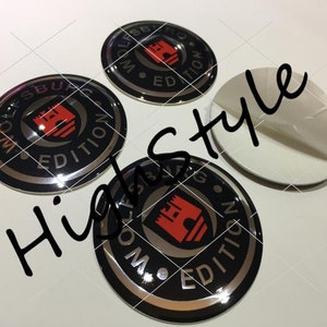 Metal Stickers - car wheel center caps stickers - set of 4 - fit WOLFSBURG 5 (1mm) 4pcs