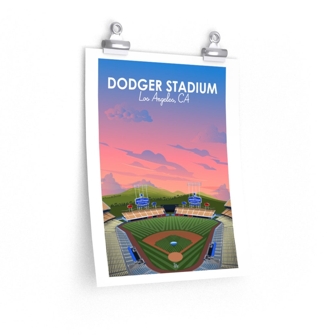Los Angeles Dodger Stadium Print Baseball Poster Art | Etsy