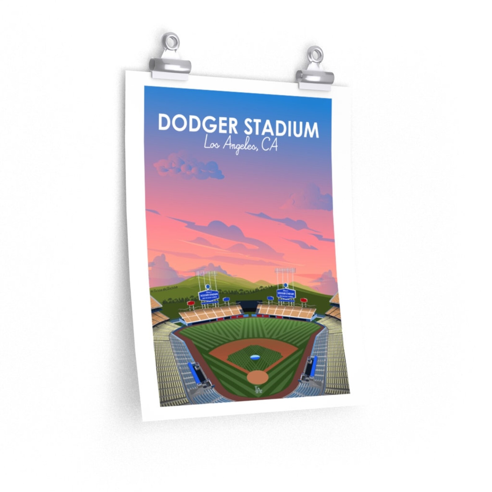 Los Angeles Dodger Stadium Print Baseball Poster Art Etsy