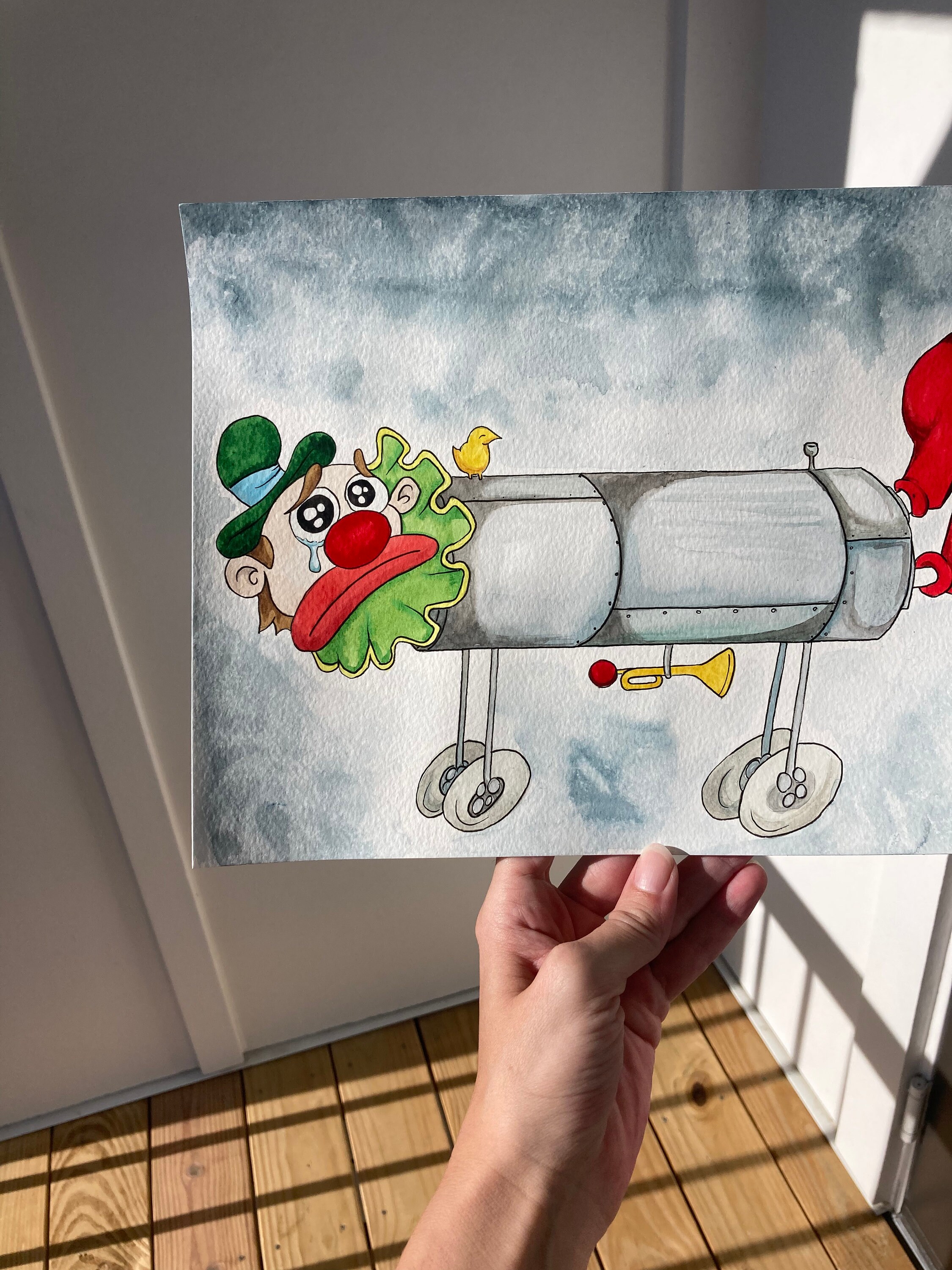 Sad Crying Clown in an Iron Lung Watercolor Art Nostalgic Etsy