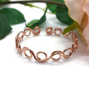 Pure copper bangle, adjustable copper bracelet for women, mothers day or birthday gift for mum, unique handmade jewellery UK