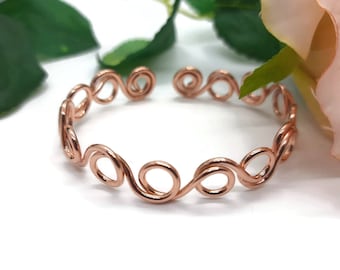 Pure copper bangle, adjustable copper bracelet for women, mothers day or birthday gift for mum, unique handmade jewellery UK