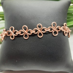 Dainty copper bracelet for women, celtic chain link bracelet, ladies pure copper bracelet, unique 7th anniversary gift for wife, handmade UK