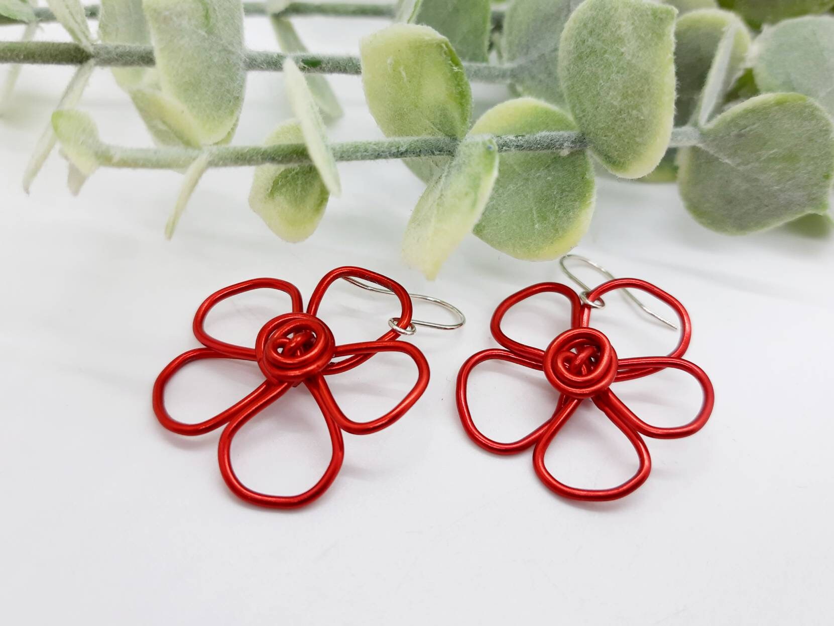 Buy Big Red Earrings Funky Flower Earrings Red Rose Earrings