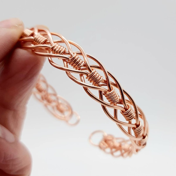 Adjustable copper bracelet for women, chunky copper bangle, 7th anniversary gift for wife, unique handmade jewellery UK