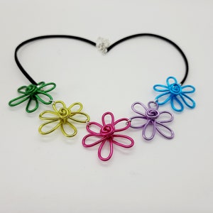 Statement funky flower necklace, colourful summer necklace, chunky floral bib necklace, unique handmade jewellery gift UK