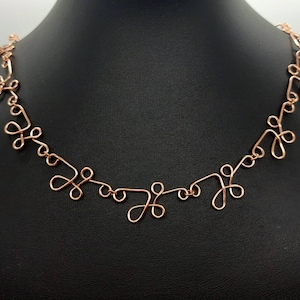 Pure copper chain necklace, statement fancy link chain choker for women