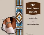 Loom Beading Pattern PDF, Southwestern Inspired Bracelet Blue & Brown for Bead Loom, Printable Bead Chart Instant Download