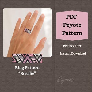 Peyote Ring Pattern, Pink Geometric Ring Bead Pattern Modern, Printable PDF Beading Instructions, Even Count Stitch