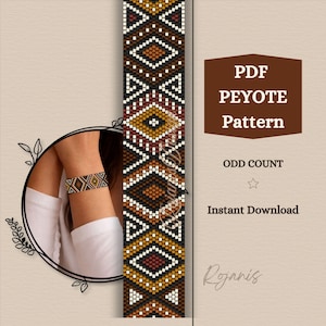 Peyote Bead Pattern Southwestern Bracelet Brown, Geometric Peyote Bracelet PDF Beading Pattern, Earth Tone Seed Bead Jewelry Peyote Pattern