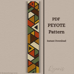 Peyote Bracelet Pattern PDF "Rhea" – Abstract Bead Design, Geometric Pattern, Red and Green, Odd Count, Instant Download