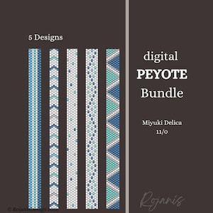 Peyote Bracelet Pattern Bundle – 5 Simple Bead Design PDFs for Beginners, Even & Odd Count