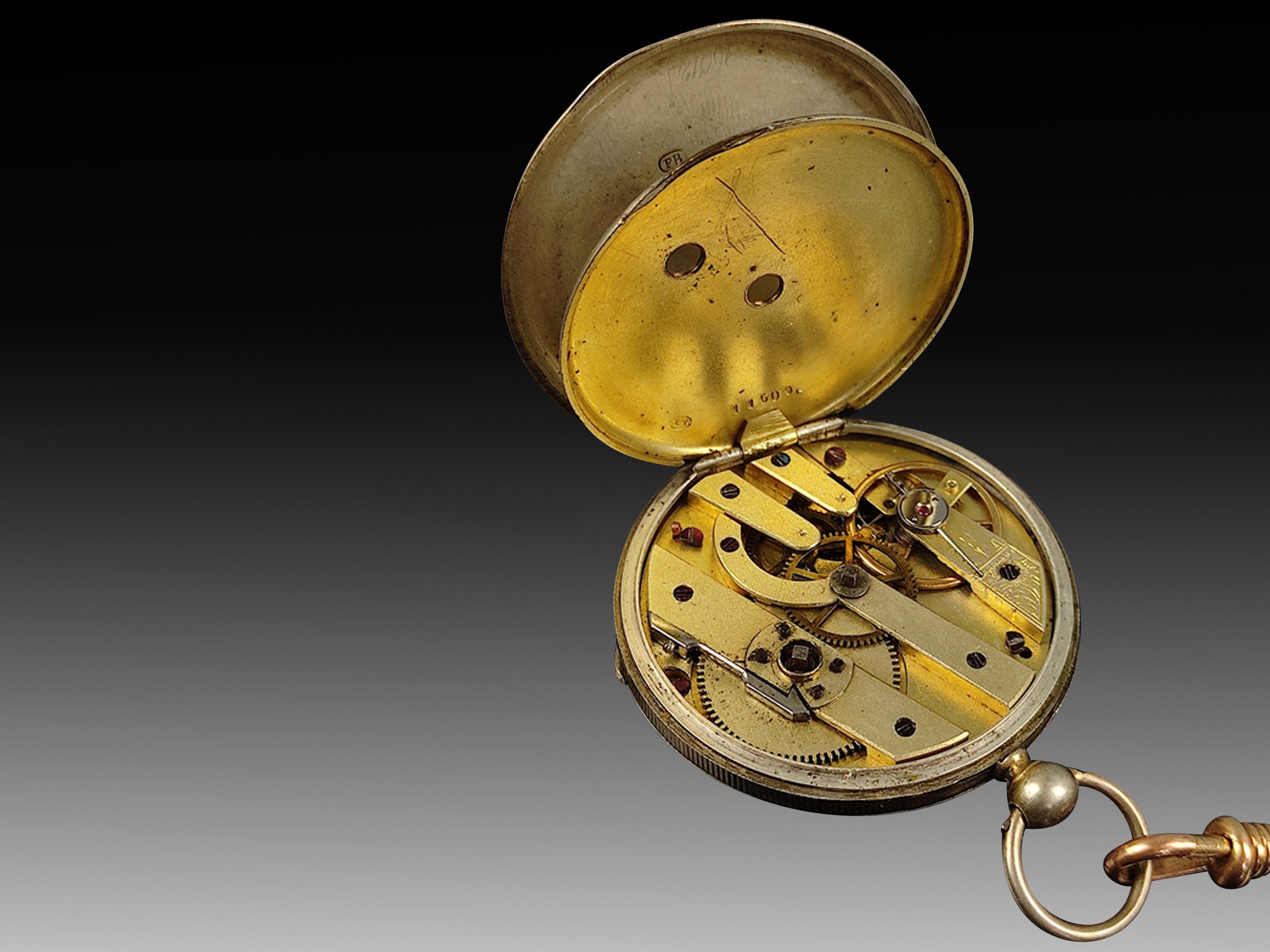 Rare French Antique Pocket Watch With Polychrome Enamel Dial