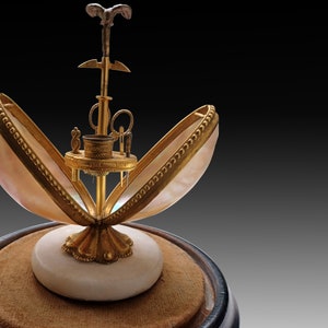 Circular Needle Case • Etui Sewing Necessaire • Mid 19th Century Le Palais Royal Sewing Box • Decorated With Gilt Metal • Mother of Pearl