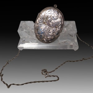 A Fine Rare Victorian Hallmarked Silver Engraved Locket with Chain, Late 19th Century