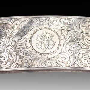 Antique Silver Case • George Unite Antique Hallmarked 1904 Birmingham Sterling Silver Curved Calling Card Case, 49g • Silver Card Case