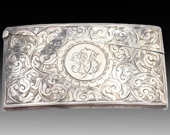 Porta biglietti da visita antico in argento sterling: George Unite, punzonato 1904