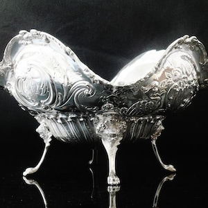Antique Perfume Bottle • Extraordinary Silver Metal Mounted Cut Glass Scent Bottle on a Victorian Silver Stand • Antique Scent Bottle