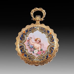 Swiss Lady&#39;s 18K Gold Open-Face Key-Wind Dress Pocket Watch (Circa 1860) - Scalloped-edge Design
