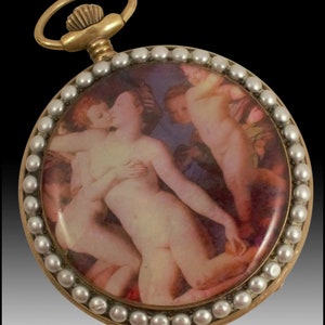 Hunter Pocket Watch • Elaborately Decorated with Enamel •The Dial Marked Omega
