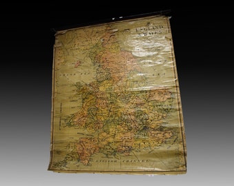 Antique England and Wales Map – W and AK Johnston, Linen-Backed, 1840s