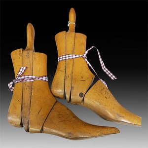 Antique Boots • Highly Decorative Pair of Antique Wooden Boot Lasts Circa. 1910 • Shoe Lasts