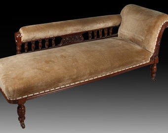 Late Victorian Chaise Longue • Upholstered Free with a Selection of Fabrics of your Choice!