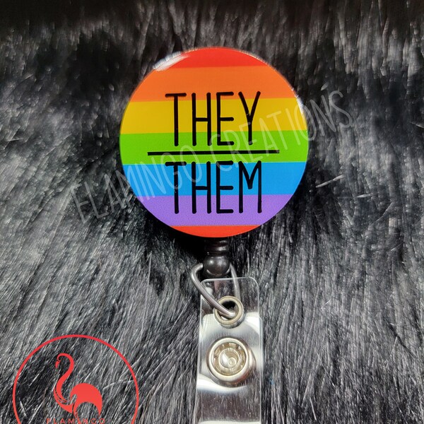 Pronoun Badge Reel, Them/They, She/Her, He/Him, Retractable Badge, Healthcare Badge Reel, ID Holder, Teacher Badge Reel, Nurse Badge Reel