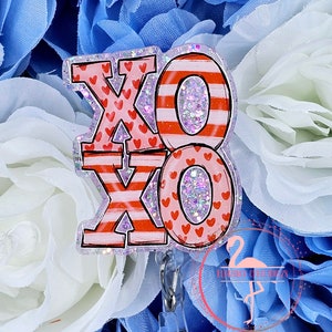 Bobine de badge XOXO, bobine de badge de la Saint-Valentin, bobine de badge médical, bobine de badge d'infirmière, bobine de badge d'enseignant, bobine de badge de vacances, bobine de badge mignon