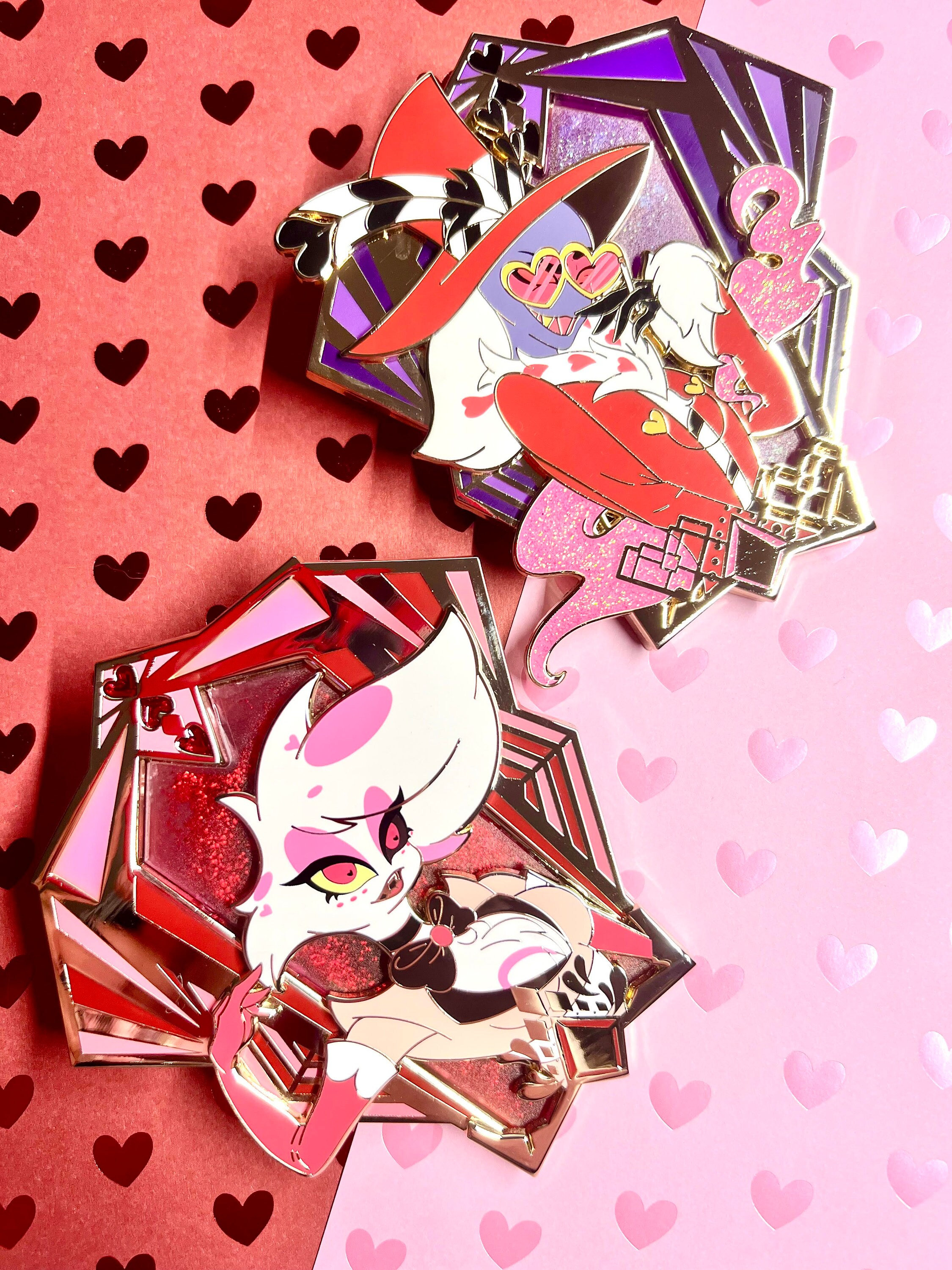 Fantasy Angel Dust- Valentino - Enamel Pin - Falling Glitter