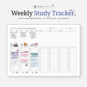 Weekly Study Tracker Planner Pages | Undated Weekly Planner Template | Digital Weekly Schedule for iPad GoodNotes, Noteshelf | PDF Download