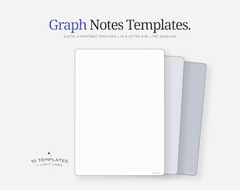 Graph Notes Templates | 15 Digital & Printable Note Taking Paper, 3mm 5mm 5x10mm 7,5mm 10mm | White, Gray | A4, Letter | Portrait Layout PDF