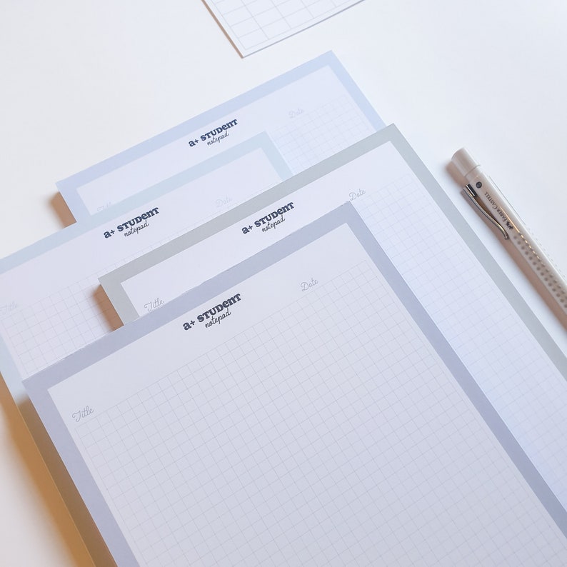 Grid Paper Notepad A4 B5 A5, Pastel Color Study Desk Planner Handmade