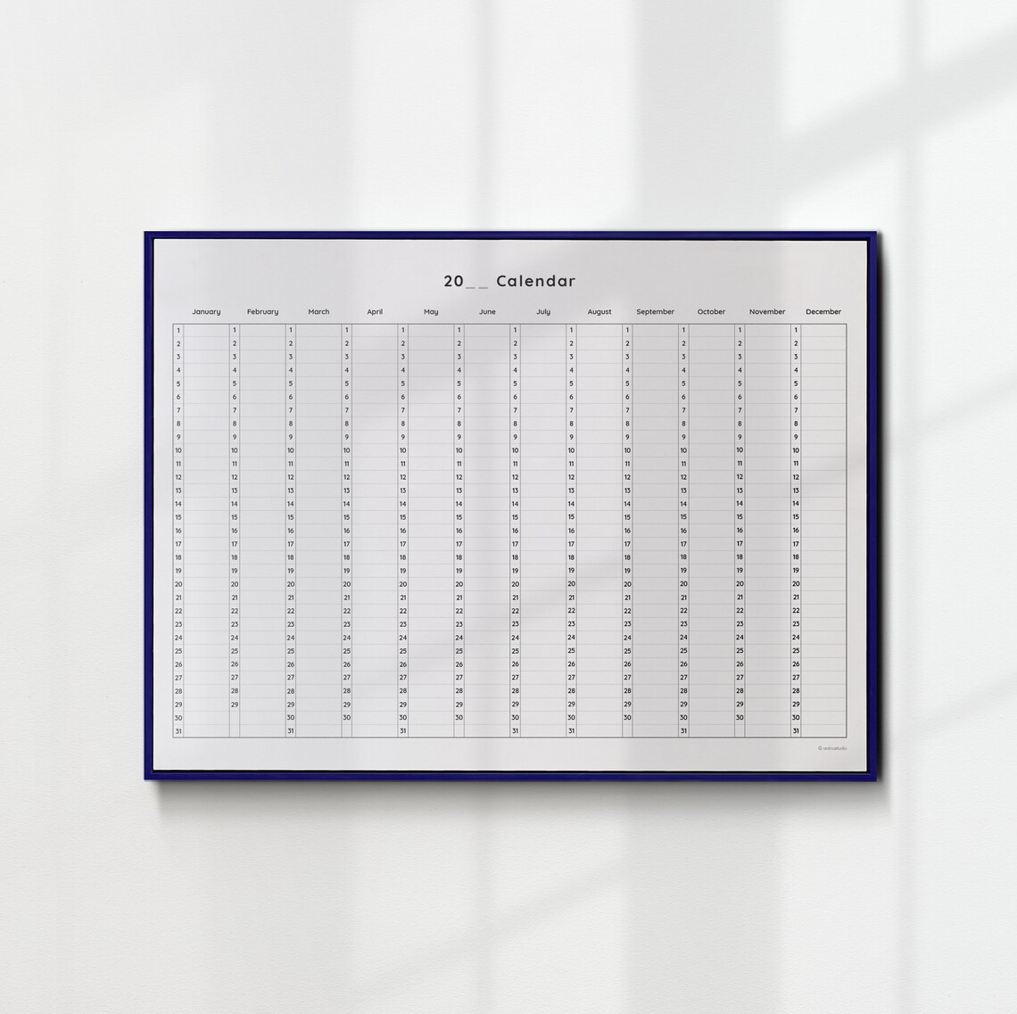 Yearly Perpetual Calendar Undated Annual Wall Planner Year at a Glance Year on One Page A4, A3 ...