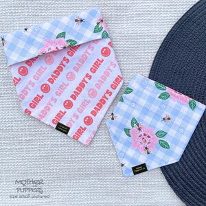 Handmade Fashionable Dog Bandana, Spring Gingham Snap Bandana, Daddy&#39;s Girl Collar Bandana, Pet Neckwear, Easy to Assemble for pets