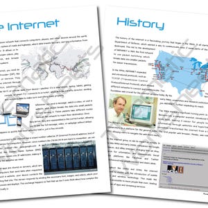 Może przedstawiać: Schemat wyjaśniający działanie Internetu, z mapą świata pokazującą globalny zasięg Internetu. Tekst opisuje Internet jako sieć komputer&oacute;w, telefon&oacute;w i innych urządzeń na całym świecie. Schemat pokazuje, jak dane podr&oacute;żują między urządzeniami i jak uzyskuje się dostęp do Internetu za pośrednictwem dostawc&oacute;w usług internetowych (ISP).