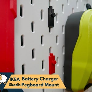 Ikea Skadis Pegboard Power Tool Battery Charger Hanger, Ikea Uppspel Peg Board Hooks, Battery Holders, Ikea Skadi Accessory, Organization