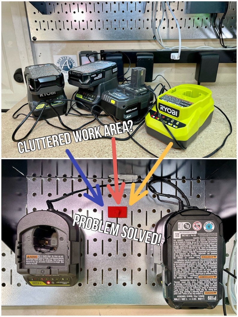 Pegboard Hanger for Power Tool Battery Chargers Pegboard Etsy