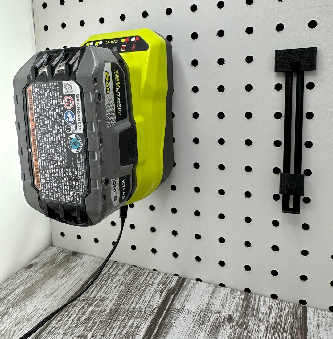 Adjustable Vertical 1/4 Pegboard Hanger for Power Tool Battery Chargers