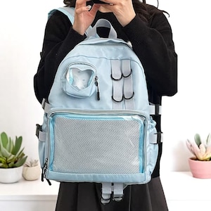 Cartable Ita pour filles, Itabag, sac à dos Kawaii, sac à dos à épingles, sac à dos JK transparent, sac à fenêtre transparent anime, cartable