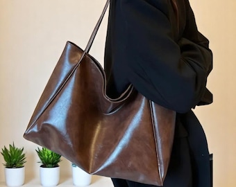 Large Tote Bag, Laptop Work Bag, Shopping PU Leather Bag, Woman Leather Tote, Woman Shoulder Sag, Travel Bag