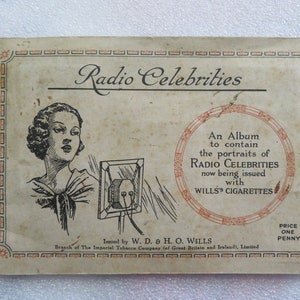 Will&#39;s Cigarettes RADIO CELEBRITIES 1st Edition Cigarette Card Album, Complete